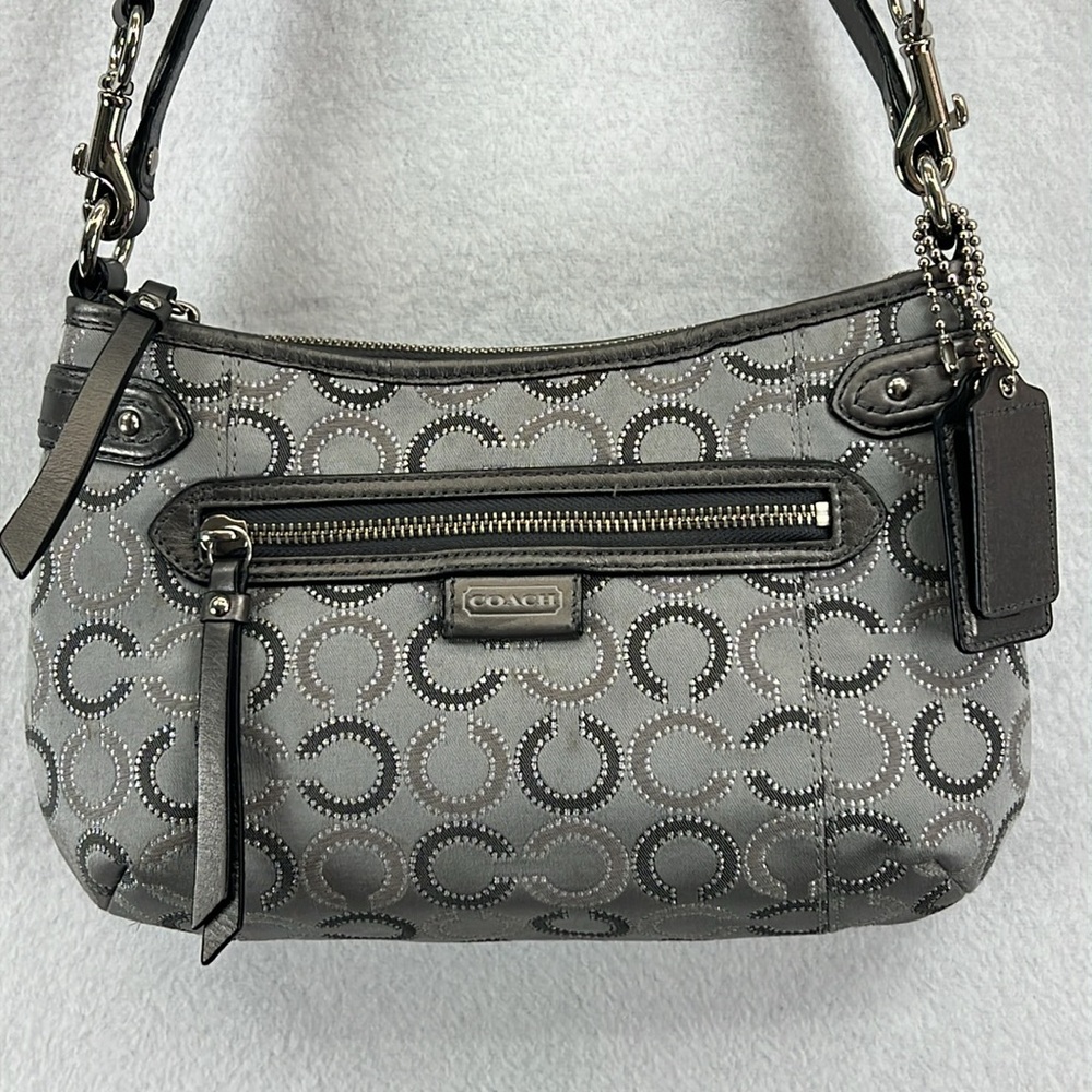 Coach Gray Signature Print Shoulder Bag